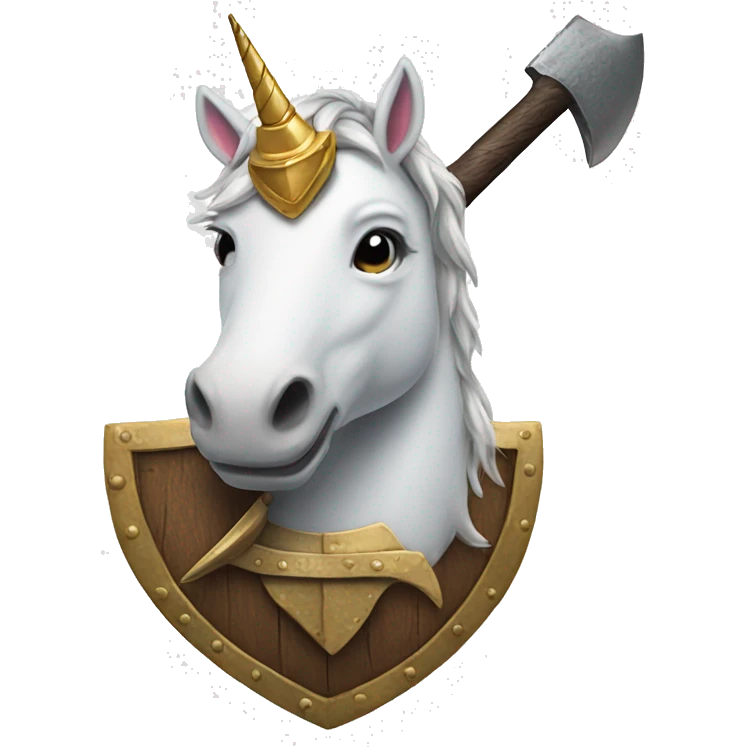 A unicorn with an axe and crown emoji