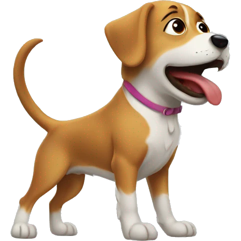 Dog barking to girl emoji
