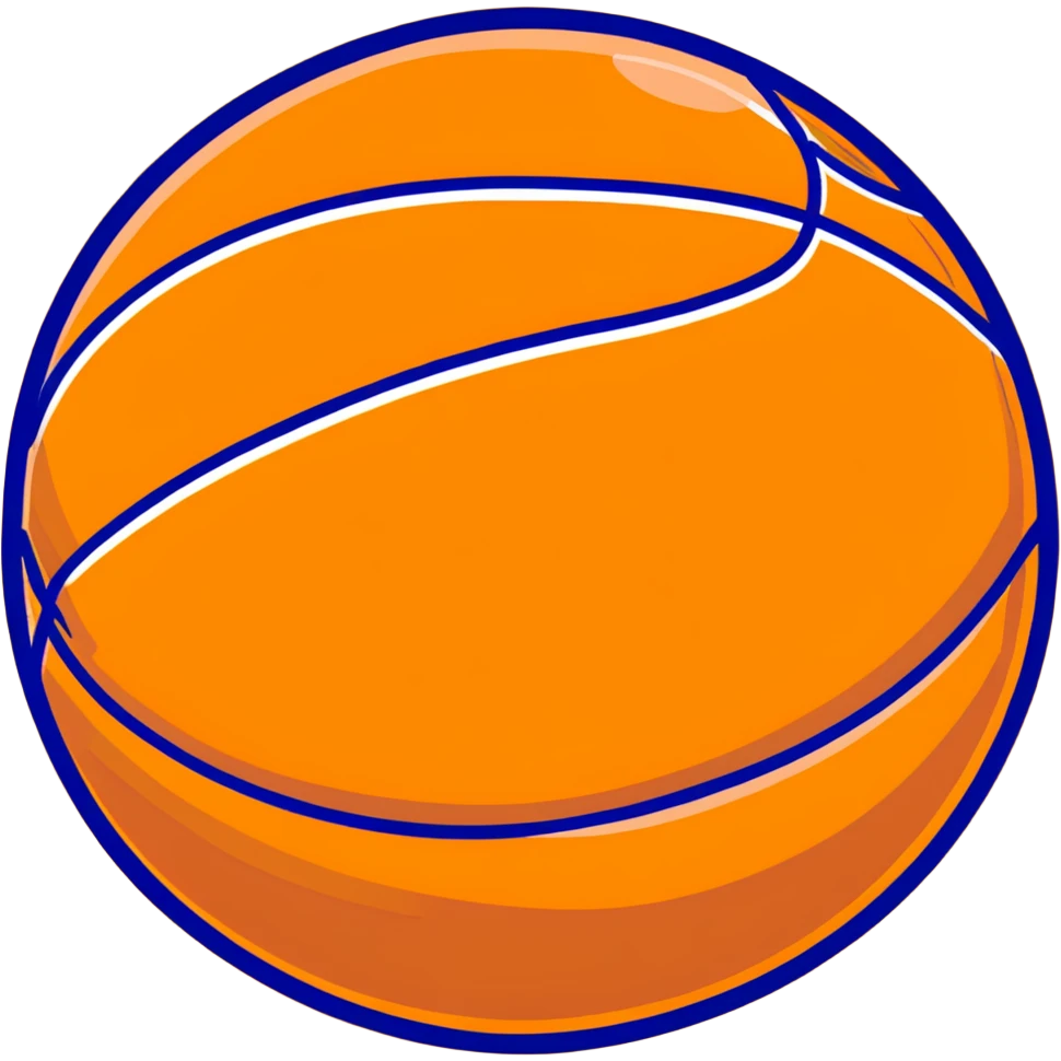 Glossy golden basketball with orange lines emoji