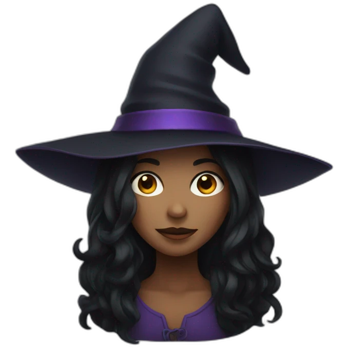 witch with black long hair  emoji