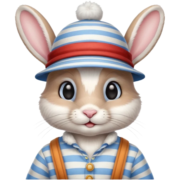 bunny wearing gondolier striped shirt and hat emoji