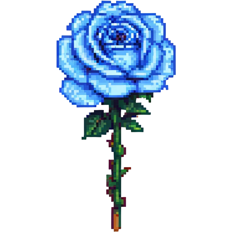 blue rose, simple icon, pixel art style emoji