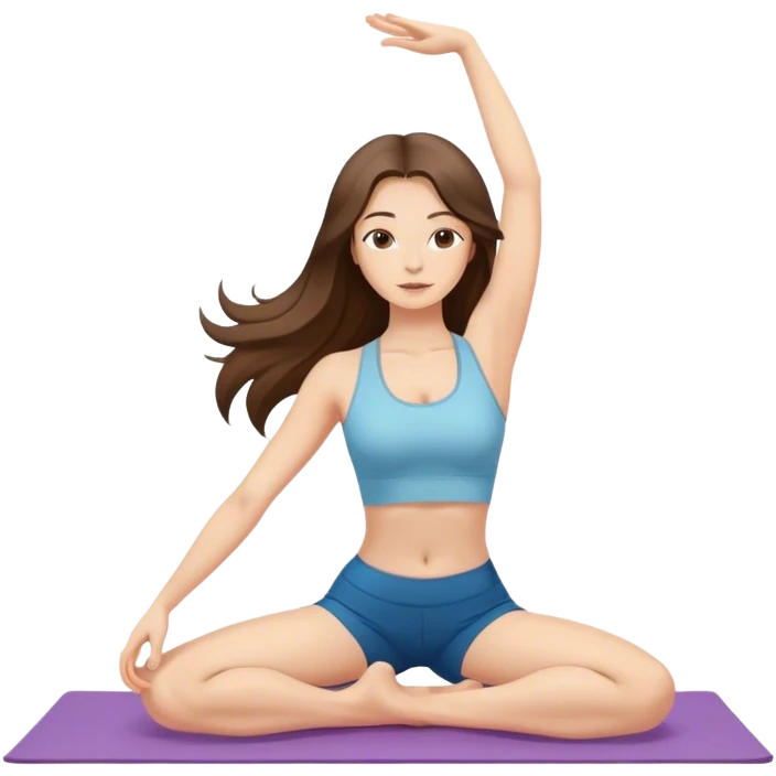 beautiful pale brunette girl with long hair doing yoga  emoji