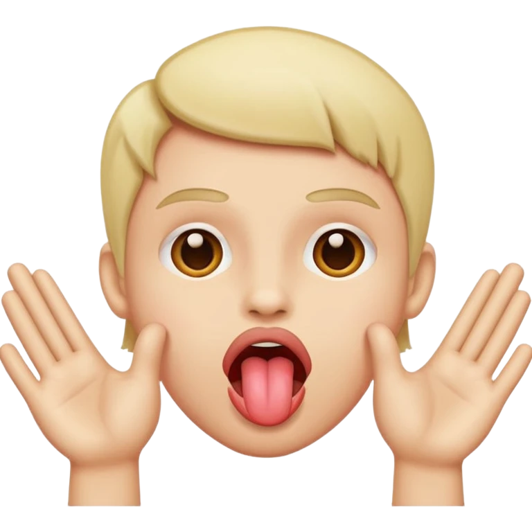 normal emoji tougne out and two hands outwards emoji