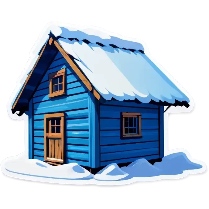 Blue wooden big hut, in winter emoji
