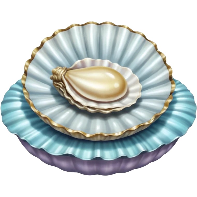 charming baby oyster from Alice in Wonderland, resting on a shimmering shell bed emoji