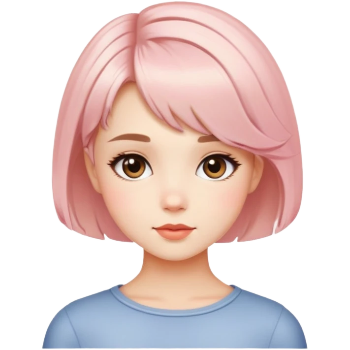 Gorgeous short french haircut Amelie Beautiful Blushing Petite Girl with beautiful hair aesthetic emoji
