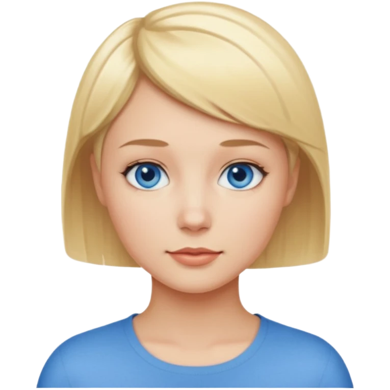 Mujer pelo rubio y muy corto ojos azules cara redonda emoji