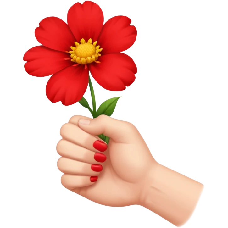 A hand grabbing a flower in fist emoji