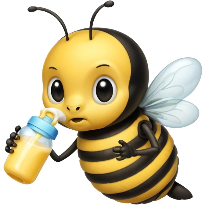 Angry Bubble bee deink a baby bottle emoji
