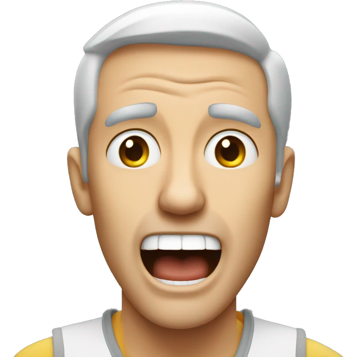 Caucasian man screams in surprise emoji