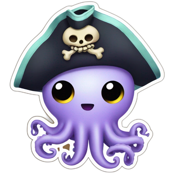 pirate cute octopus sticker emoji