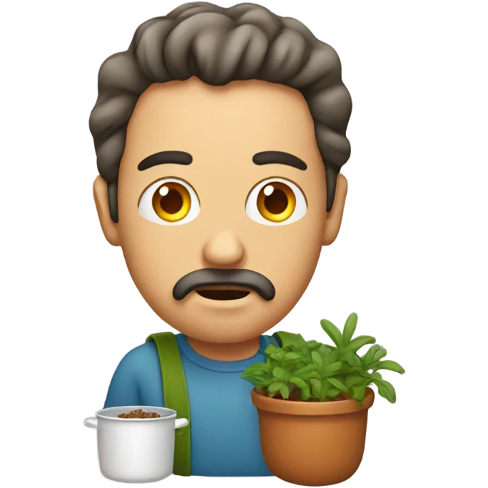 Confused man with pot in tote bag emoji