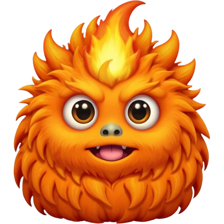 Sleepy cute fluffy flaming monster  emoji