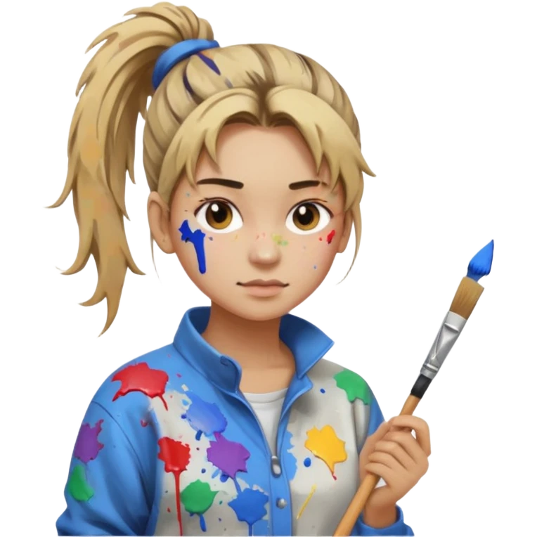 Artist with messy ponytail emoji