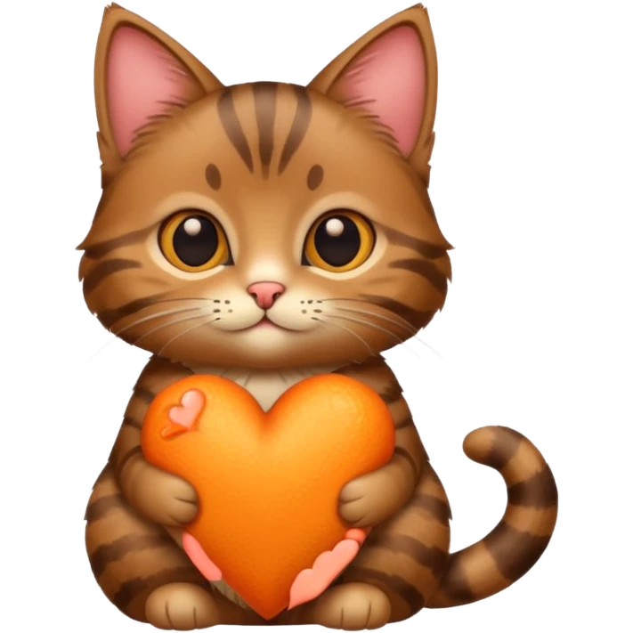 Cute Brown tabby cat with heart  emoji