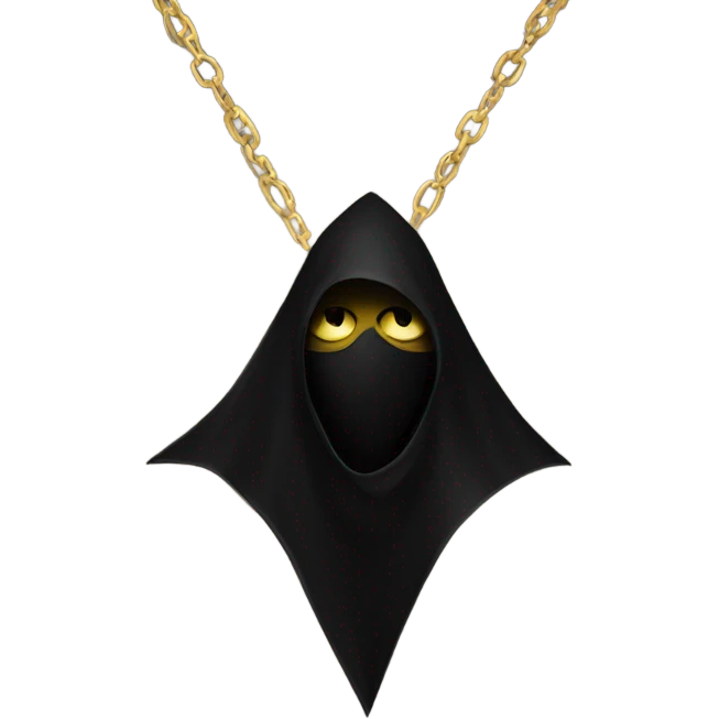 illuminati shadow figure standing in black cloak with gold triangle necklace emoji