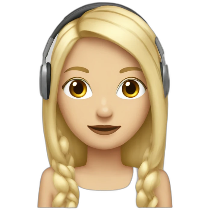 Femme cheveux longs et blonds, avec un casque musique beige emoji