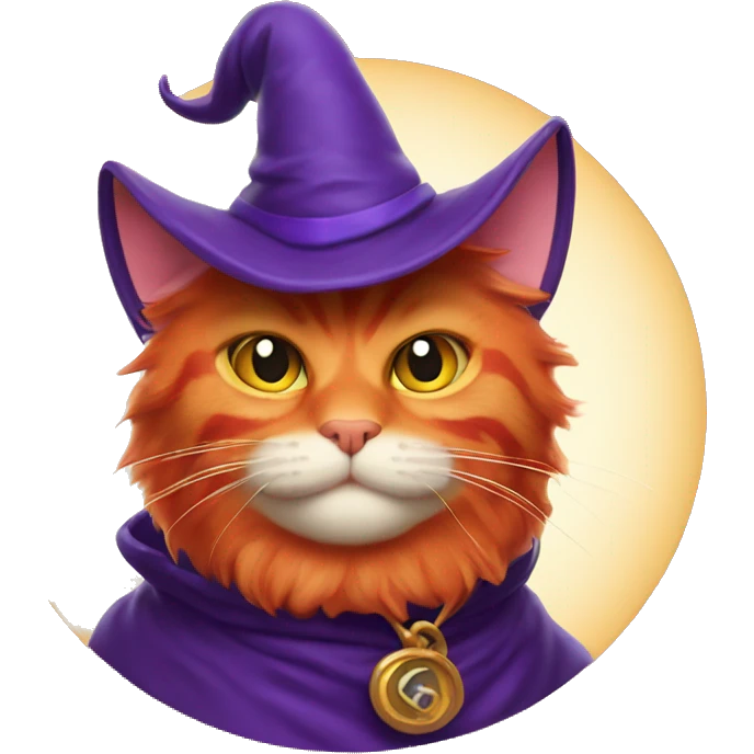 plumply red cat in wizard hat  emoji