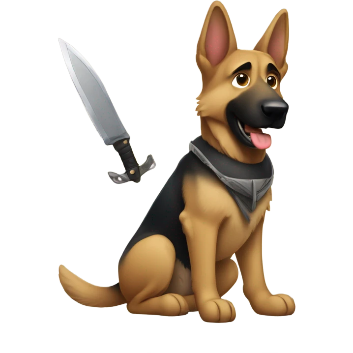 German shepherd with a blade emoji