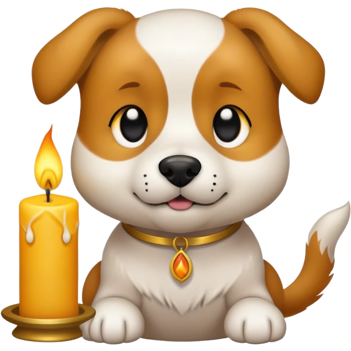 Dog lighting a candle emoji