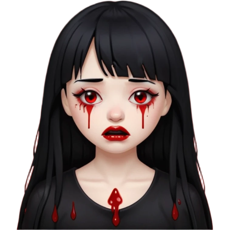 Gótica sem maquiagem de franjinha chorando noite sangrando  emoji