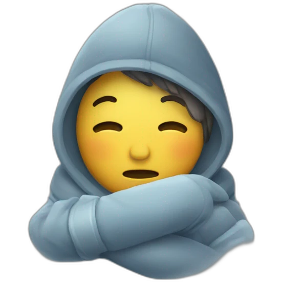 person embraces cold emoji