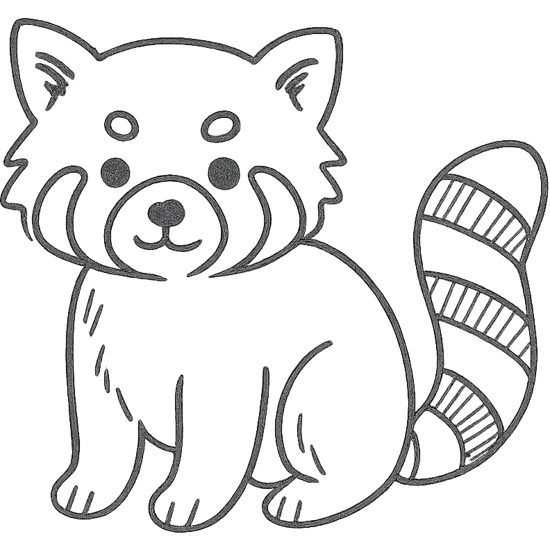 hand-drawn outlined red panda icon emoji