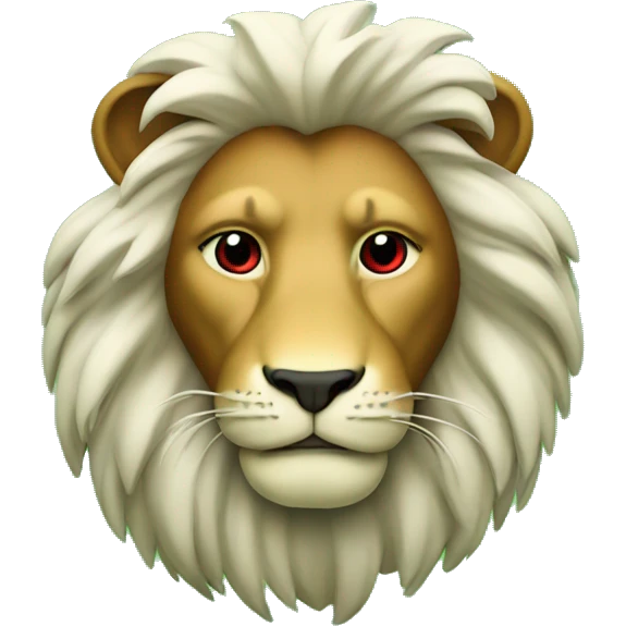 Lion on green, white, red background emoji