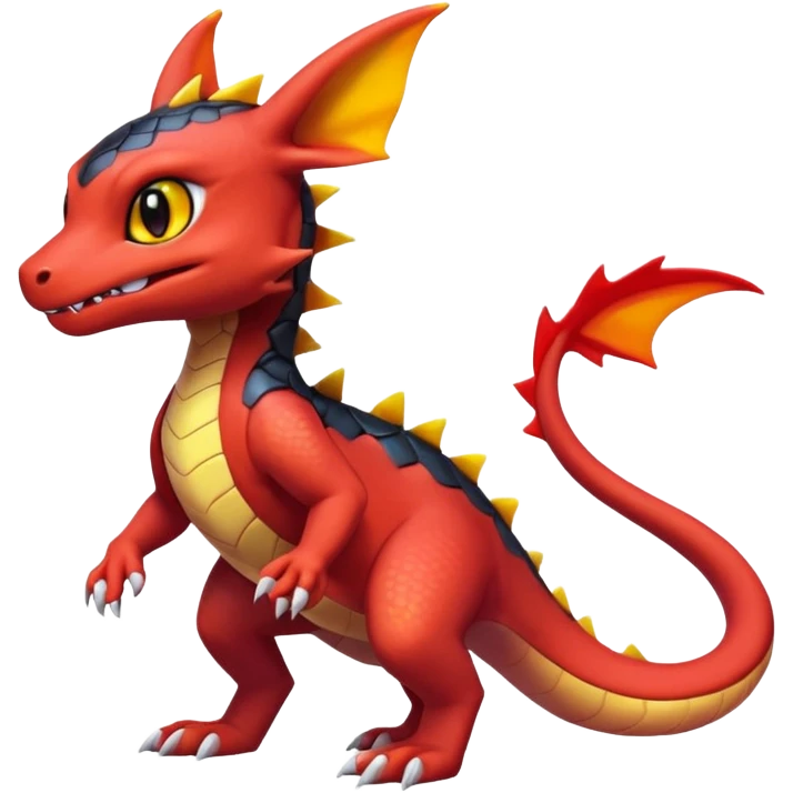 Cute Exotic Colorful Guilmon-Salandit-Umbreon-Charmeleon-Fakémon-hybrid-creature (full body)  emoji