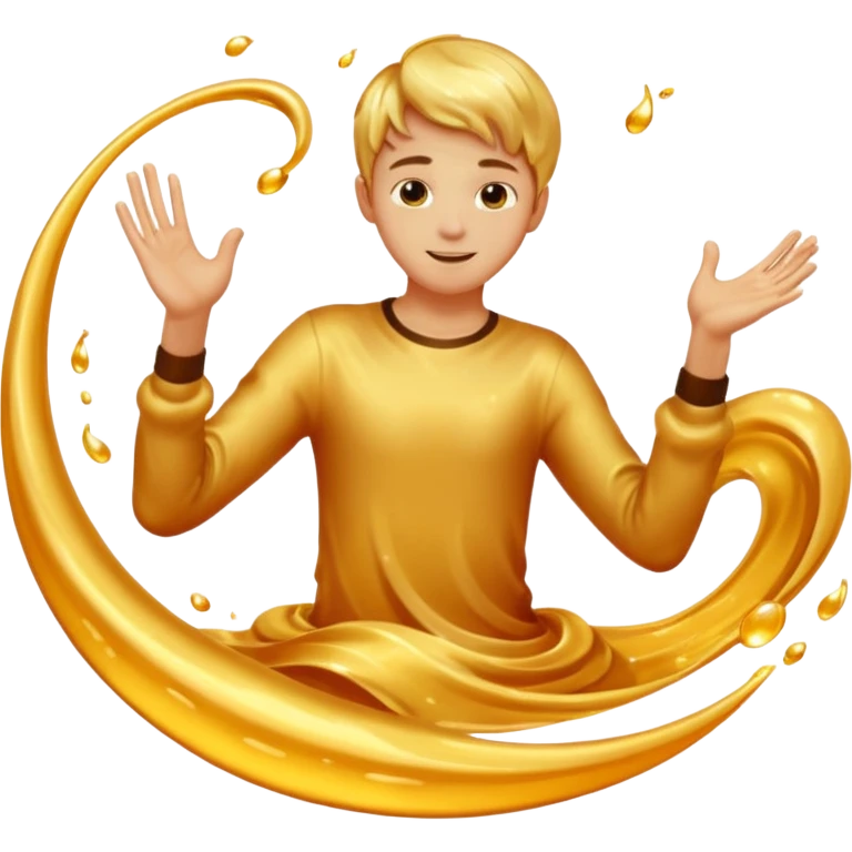 Golden liquid around the dancing boy hands emoji