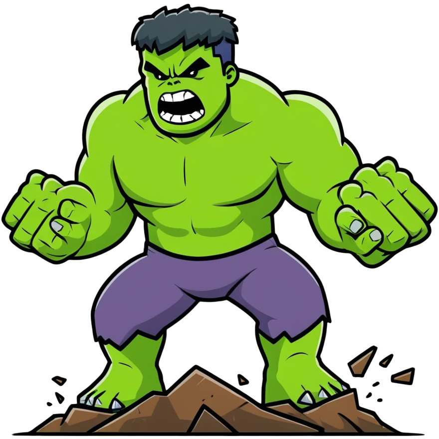 angry Hulk smashing ground emoji