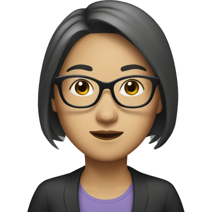 Asian women, with medium hair and glasses emoji