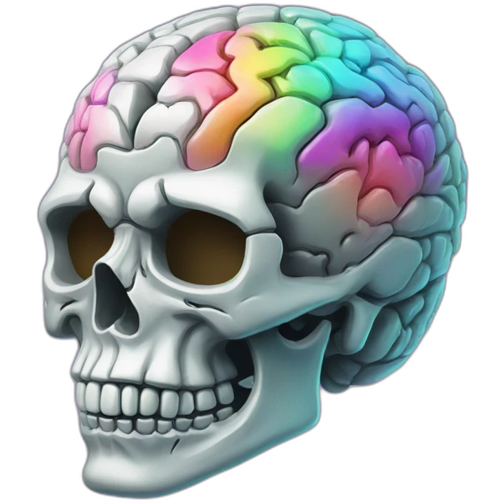 ultra prismatic brain skull emoji