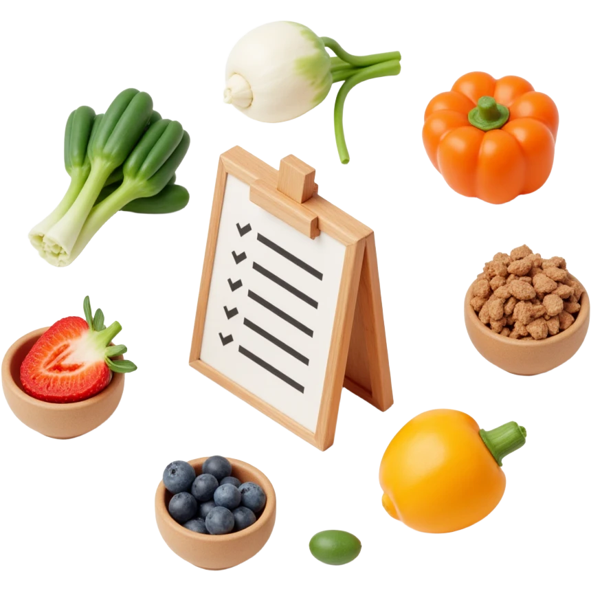 Floating Ingredients Around a List (with Transparent Background) emoji