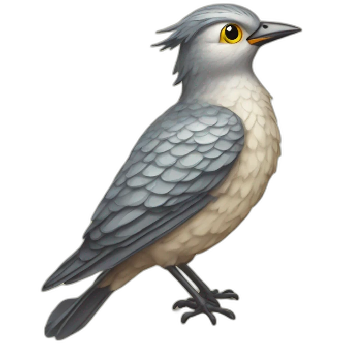Cuckoo bird wearing a vintage dress emoji
