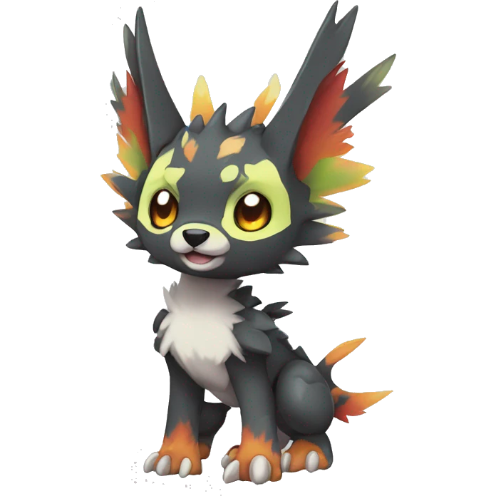 cute cool edgy Digimon-Fakemon-animal with colorful markings full body emoji