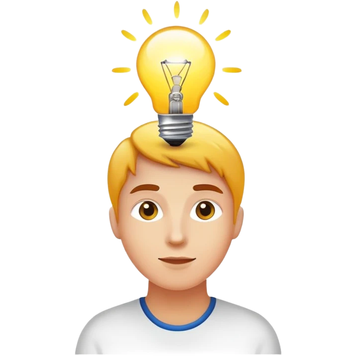 person with light bulb above head, healthy glowing person emoji
