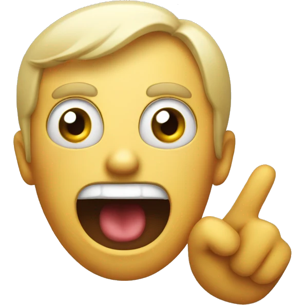 surprised open mouth with a hand shaped on the sign of horn emoji