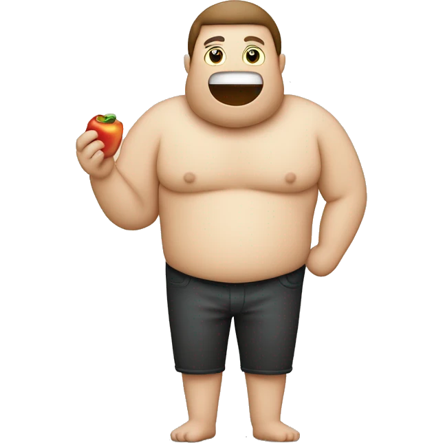 Eine Person mit einem Dicken Bauch neben einer Person die einen Stock in der hand hält emoji