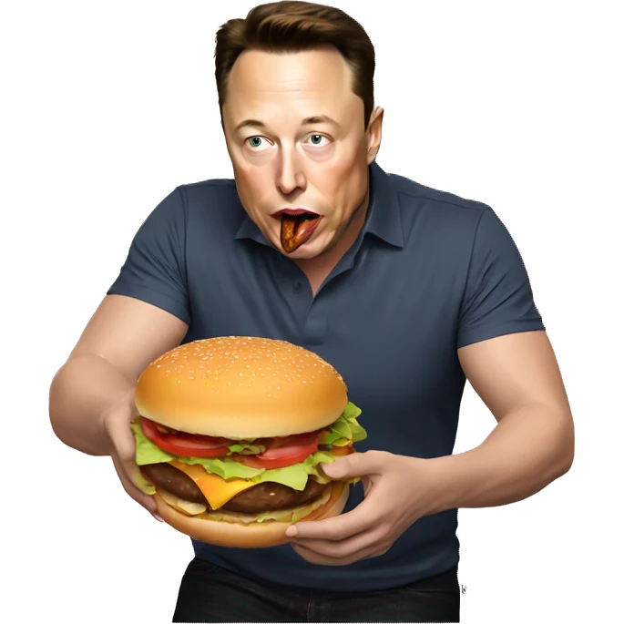 Elon musk eating a burger emoji