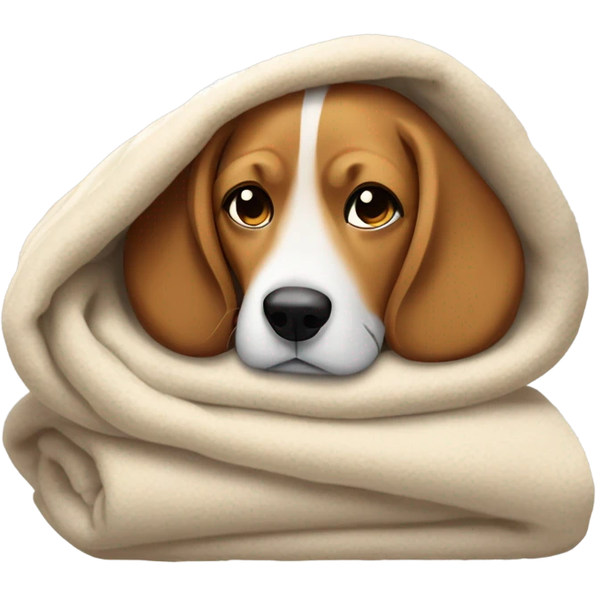 Beagle under warm cozy blanket emoji