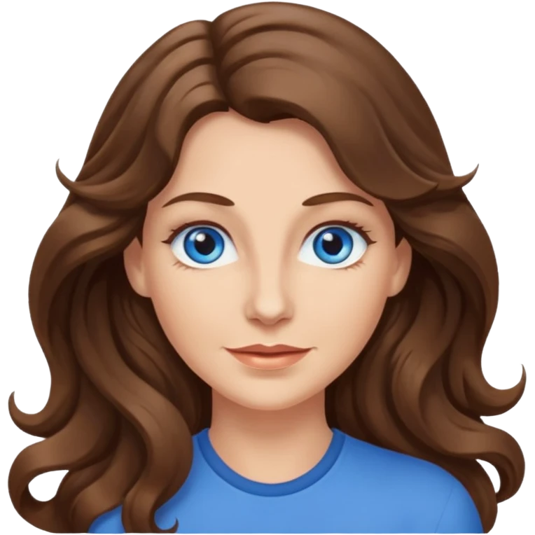 Extra Long wavy hair, brown hair, blue eyes Caucasian not young emoji