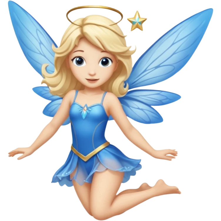 Flying blue fairy with blonde hair emoji