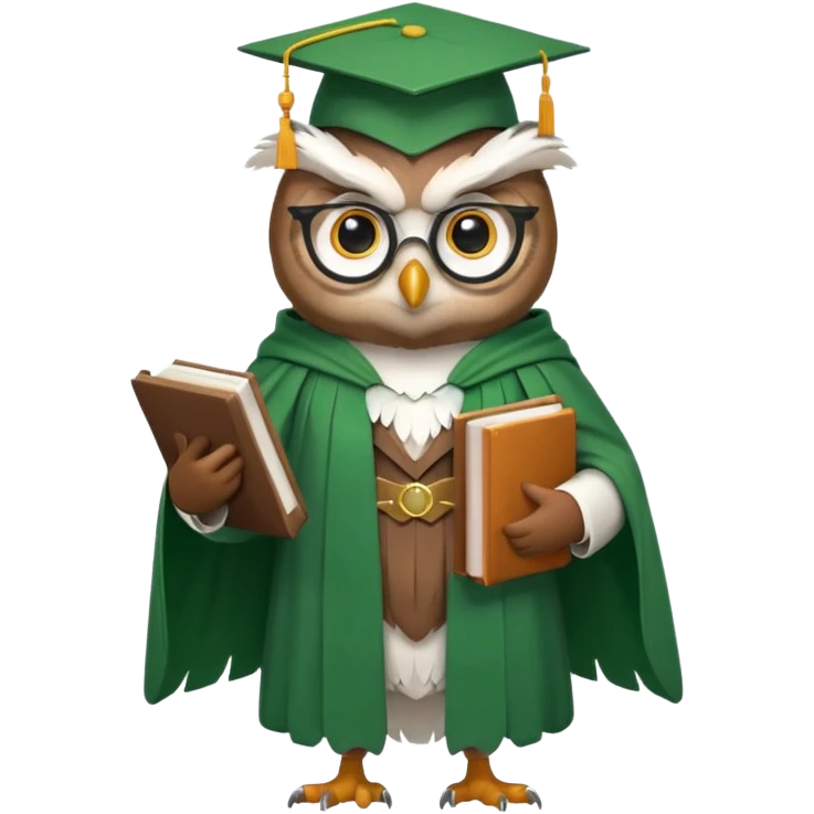 owl professor in green cloak graduation emoji