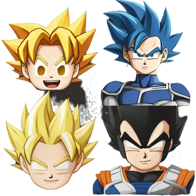 emojis de goku , vegeta  y seiya emoji