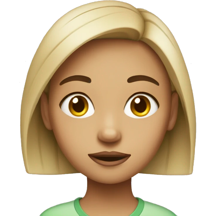 A realistic girl with a fatique face emoji