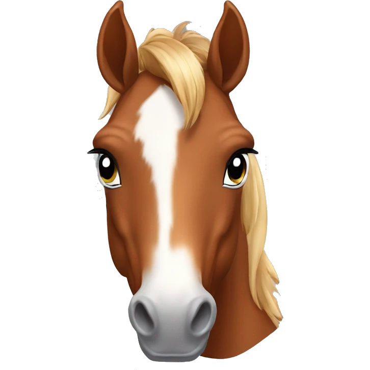 Chestnut horse with white, cheeky playful horse, young horse foal filly horse yearling emoji