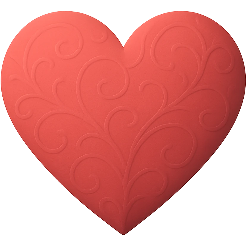 heart with a subtle embossed pattern, clean digital illustration emoji