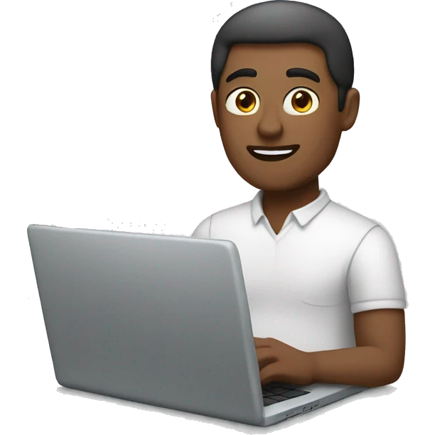 man working on laptop with skin tone #3 emoji